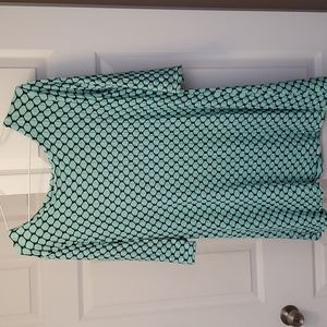 Tianello Dress, turquoise w/black design,  Large